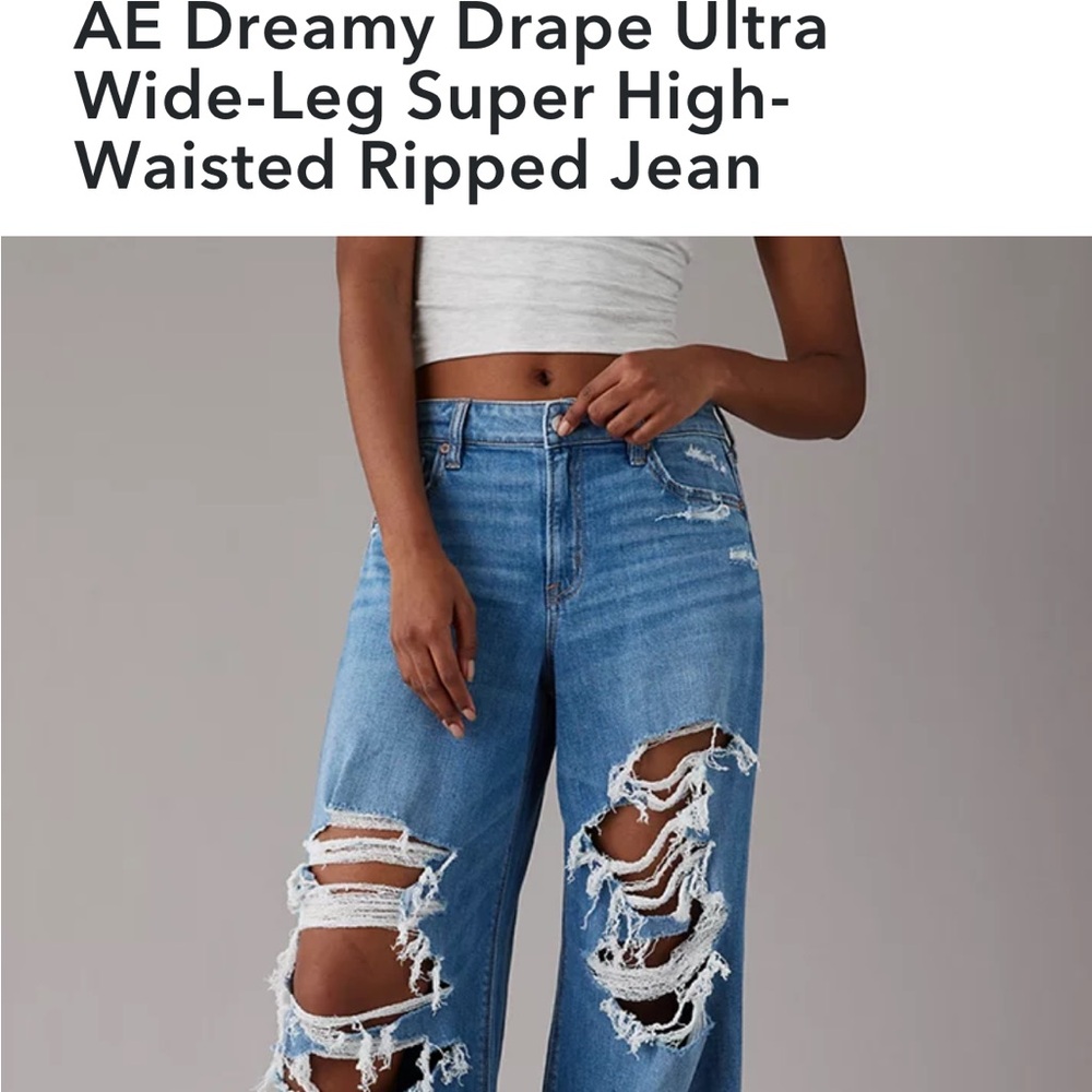 American Eagle Dreamy Drape Ultra Wide Leg (Dark Wash) Denim